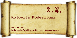 Kolovits Modesztusz névjegykártya